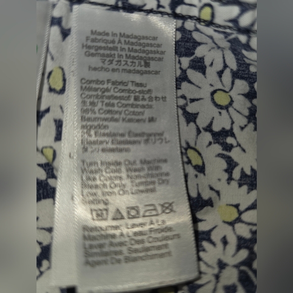 J. Crew Navy White Floral Shirt XL Stretch Summer Slim Flex Preppy Costal Beach - Picture 5 of 8